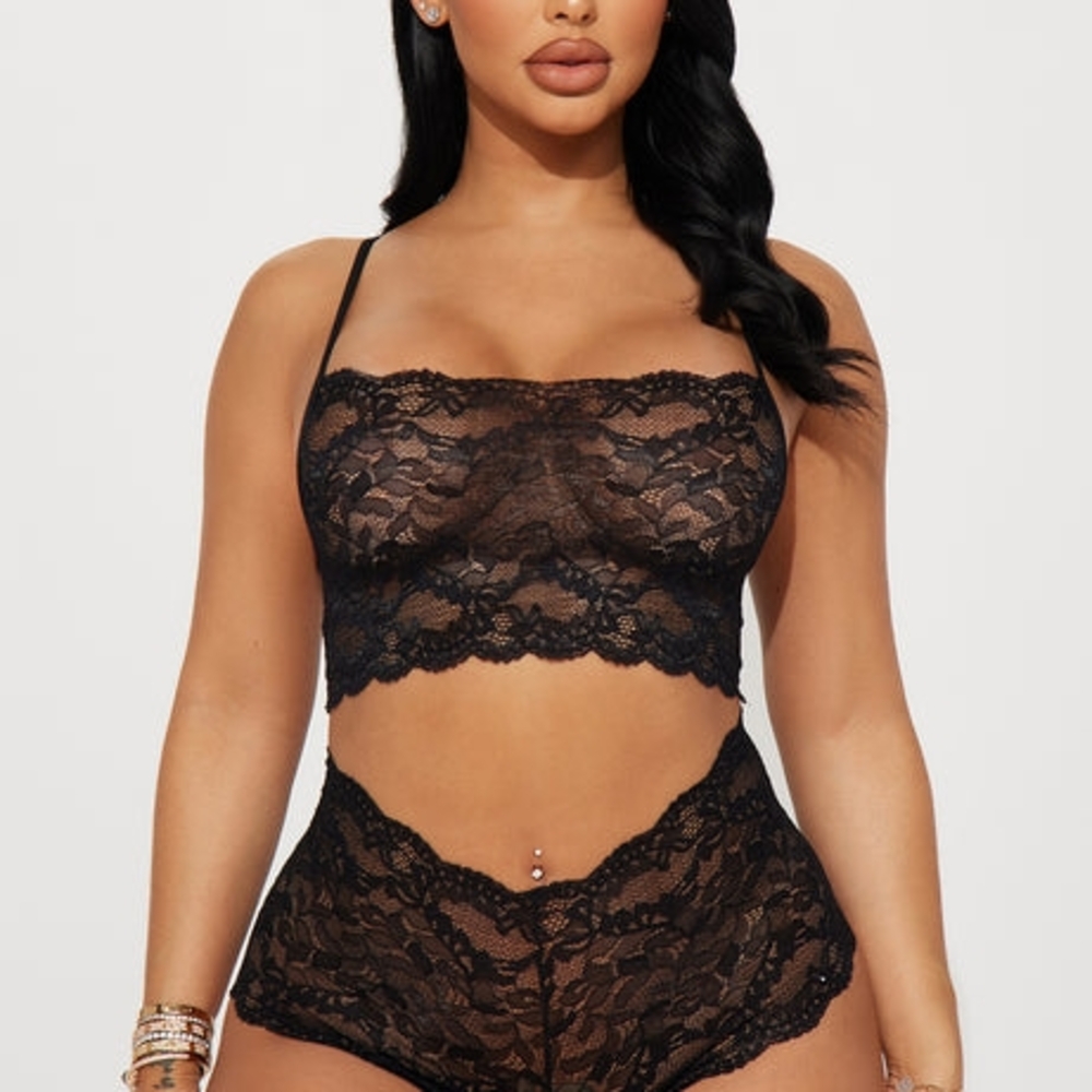 Black Lace Bralette and Panty Set